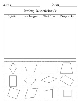 Sorting Quadrilaterals by Maria C | Teachers Pay Teachers