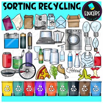 Preview of Sorting Recycling Clip Art Set - EARTH DAY {Educlips Clipart}