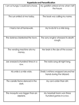 Sorting Sentences Center- Figurative Language by Sean Killeen | TpT