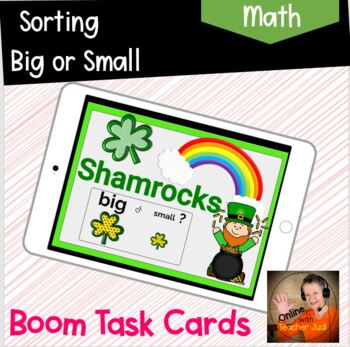 Preview of Sorting Shamrocks Big or Small Boom™ Cards - FREE
