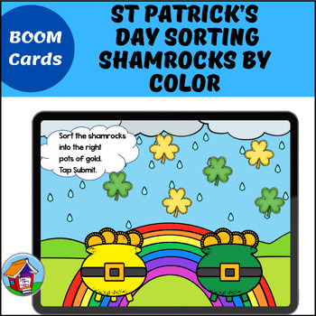 Preview of Sorting St. Patrick's Day Shamrocks by Color BOOM Cards