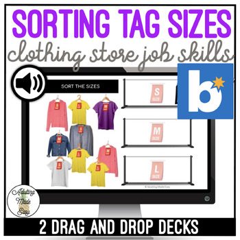 Preview of Sorting Tag Sizes Drag & Drop Boom Cards