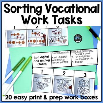 Preview of Sorting Task Boxes Bins Independent Work Vocational Skills Special Education