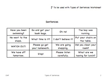 Sorting - Types of Sentences by Christina Personti | TPT