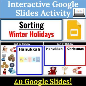 Preview of Winter Holiday Sorting for Special Education Google Slides REAL IMAGES