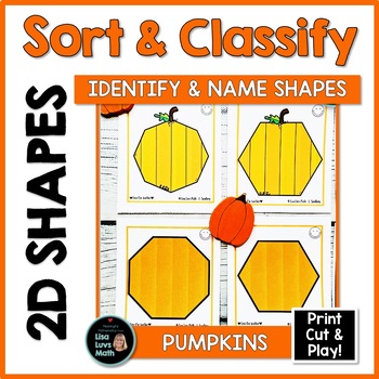 Preview of Sorting by Attribute - 2D Shapes - Math Task Cards - PUMPKINS  - Halloween