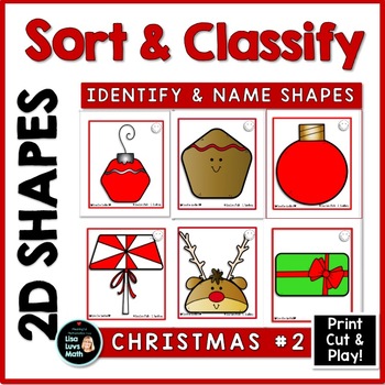 Preview of Sorting by Attributes - 2D Shapes - Geometry - Math Task Cards - CHRISTMAS #2!