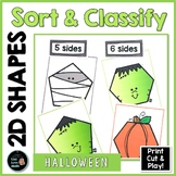 Sorting by Attributes - 2D Shapes - Math Task Cards  -  Halloween