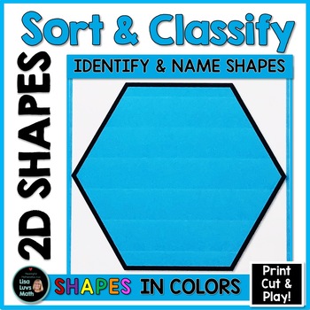 Preview of Sorting by Attributes - 2D Shapes - Math Task Cards  - Shapes in Colors