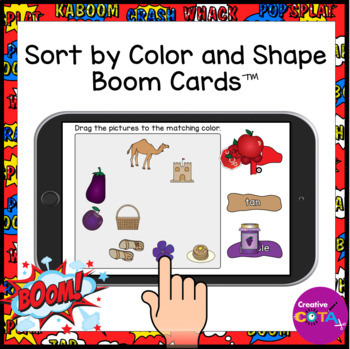 Preview of Preschool - Kindergarten Digital Activities Sorting by Color & Shape Boom Cards™