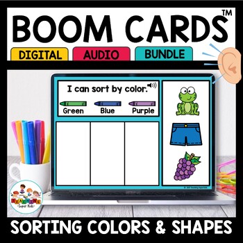 Preview of Sorting by Colors and Shapes Boom Cards