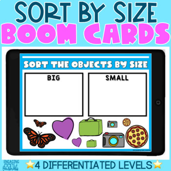 Preview of Sorting by Size Digital Math Boom Cards™ for Preschool and PreK