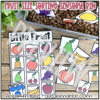Sorting by Size Fruit Sensory Bin and Play Dough Activities by Alleah Maree