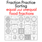 Fraction Practice: Sorting equal and unequal food fractions