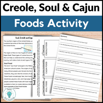 Preview of Black History Month Activity - Soul Food, Creole and Cajun Food History