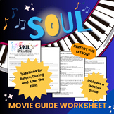 Soul Movie Guide Worksheet with teacher guide and creative