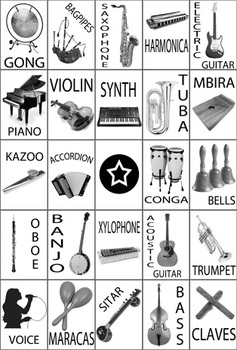 Preview of Sound BINGO! A fun game to learn the sound of musical instruments