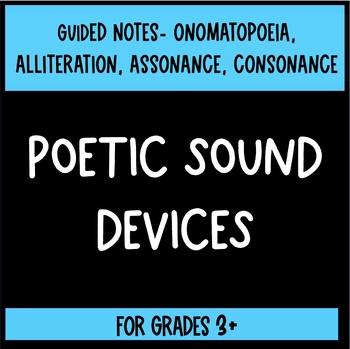 Preview of Sound Devices- Onomatopoeia, Alliteration, Assonance & Consonance Guided Notes