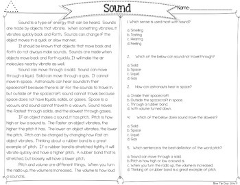 Sound Energy {Differentiated Close Reading Passages & Comprehension ...