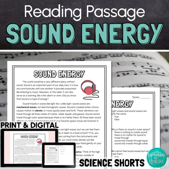 Preview of Sound Energy Reading Comprehension Passage PRINT and DIGITAL