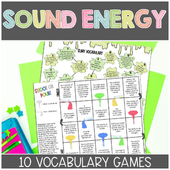 Preview of Sound Energy Science Vocabulary Games Centers