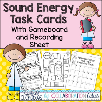 Preview of Sound Energy Activities - Task Cards and Game Board for Review