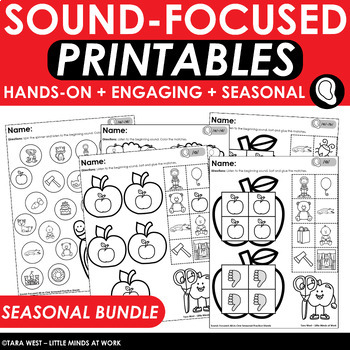 Preview of Sound-Focused INSTANT SEASONAL Printables BUNDLE Science of Reading SOR