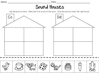 sound houses cut paste beginning sounds by kindergarten is grrreat