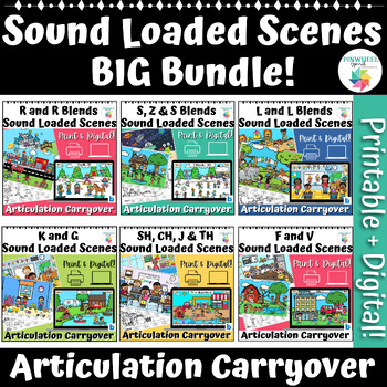 Preview of Sound Loaded Scenes BIG BUNDLE Speech Therapy Articulation Carryover Activities