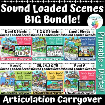 Preview of Sound Loaded Scenes BIG BUNDLE Speech Therapy Articulation Carryover Activities