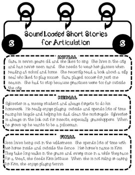 Sound Loaded Short Stories For Articulation F V Sh Ch Th J S S Blends