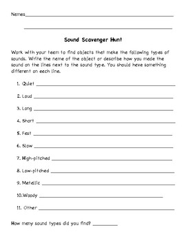 Sound Scavenger Hunt by Harmony Music | Teachers Pay Teachers