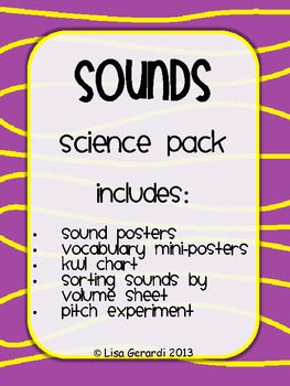 Preview of Sound Science Unit - Posters, Vocabulary, Sorting Activity, Pitch Experiment