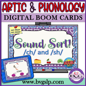 Preview of Articulation and Phonology BOOM CARDS Speech Therapy Sound Sort CH & SH