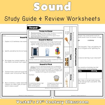 Preview of Sound Study Guide and Review Worksheets - VA SOL 5.5 - {PDF & Digital}