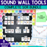 Sound Wall Bundle with Picture Word Cards on White Shiplap