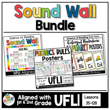 Preview of UFLI Aligned Sound Wall Bundle, Phonics Rules, Alphabet Posters, Flash Cards