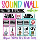 Sound Wall Phonics Watercolor Brights Vowel Valley Science