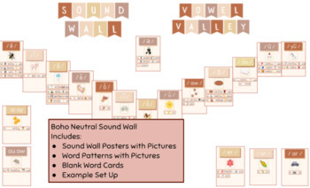 Preview of Sound Wall | Vowel Valley | Boho/Neutral Theme