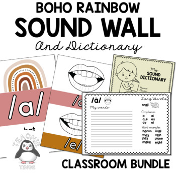 Preview of Sound Wall and Sound Dictionary - with mouth pictures BOHO RAINBOW BUNDLE