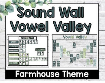 Preview of Sound Wall and Vowel Valley: Farmhouse Theme Bundle (SOR - Science of Reading)