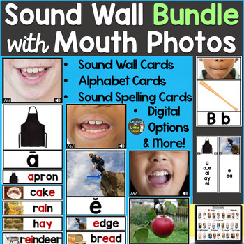 Preview of Sound Wall with Real Mouth Pictures & Photos + Digital Science of Reading Bundle
