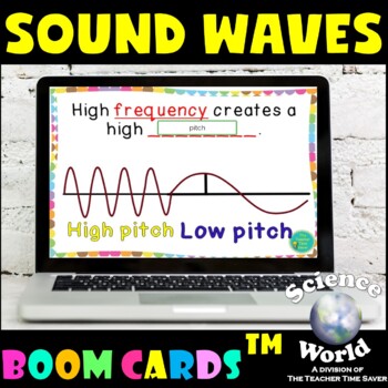 Preview of Sound Waves Boom Cards Physical Science | Pitch, Frequency, Amplitude 