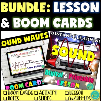 Preview of Sound Waves Lesson and Boom Cards Bundle | Physical Science Interactive Notebook