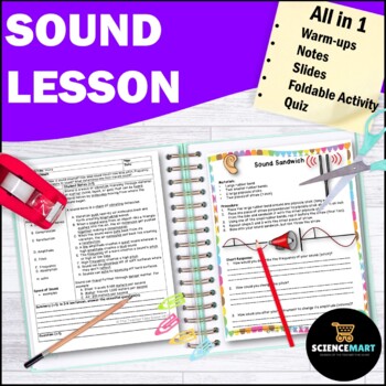 Preview of Sound Waves Notes, Activity and Slides Guided Reading Passage Lesson