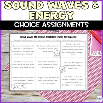 Preview of Sound Waves and Energy Choice Assignments