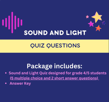 Preview of Sound and Light Quiz with Answer Key