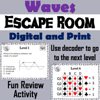 Preview of Sound and Light Waves Activity: Breakout Escape Room Science Game