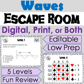 Preview of Sound & Light Waves Activity: Digital Escape Room Game (Physical Science Energy)