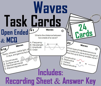 Preview of Properties of Light and Sound Waves Task Cards (Forms of Energy Activity)